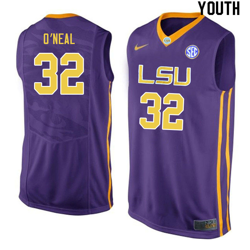 Youth #32 Shareef O'Neal LSU Tigers College Basketball Jerseys Sale-Purple